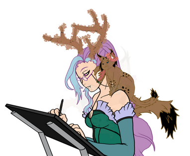 Not specifically mine, but if you want me to help create Avatar/Persona visual, this is my best example (Was meant for a Youtube/Twitch PNG)